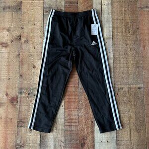 Adidas Boys Size 6 Black Track Pants with White Three Stripes